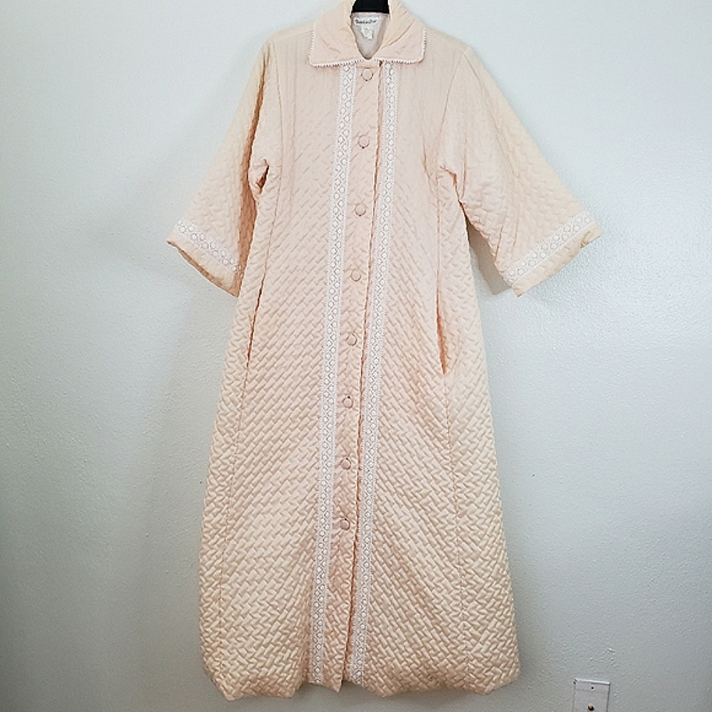 Christian Dior Quilted Long Nightgown Vintage Sz S Gem